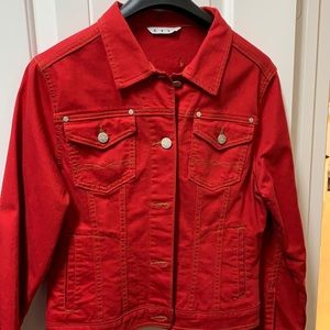 Red jean jacket by Cabi